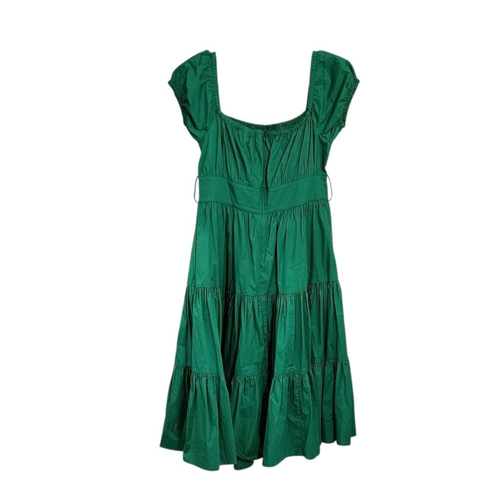 Wayward Fancies Midi Dress L Kelly Green Milk maid Tiered - Picture 2 of 5